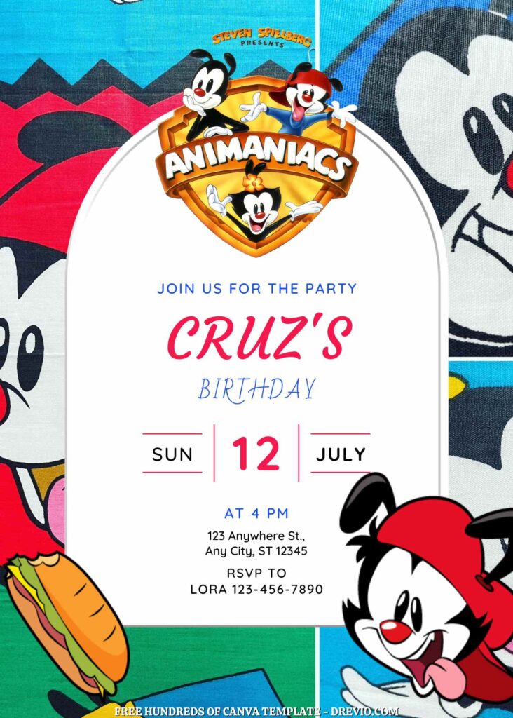 Invitation Template of FREE - 18+ Animaniacs Canva Birthday Invitation Templates 11