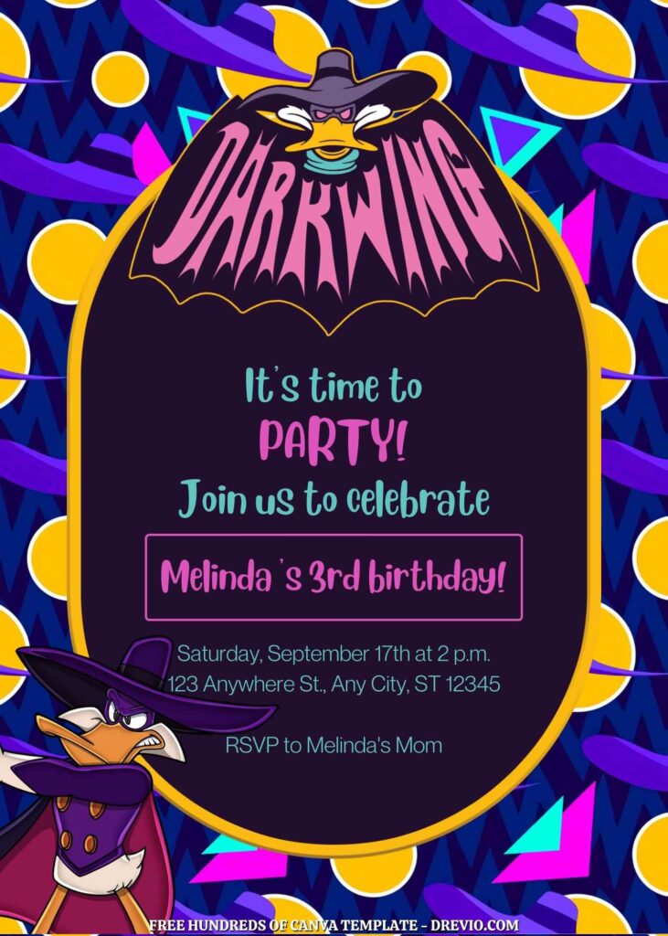 Invitation Template of FREE - 18+ Darkwing Duck Canva Birthday Invitation Templates 11