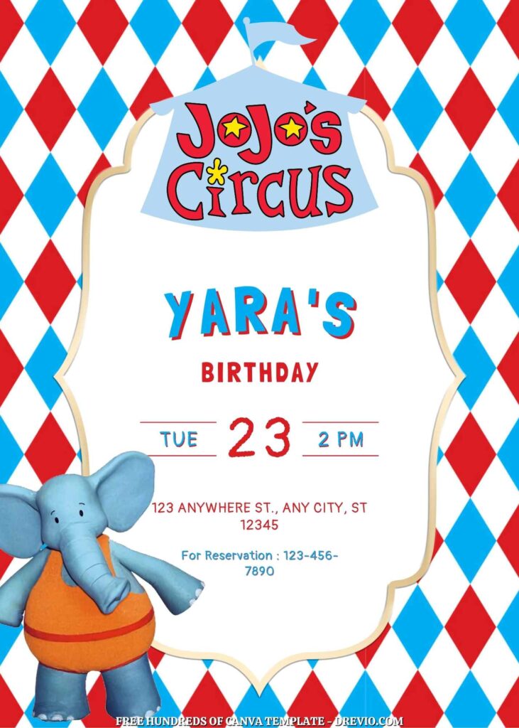 Invitation Template of FREE - 18+ JoJo's Circus Canva Birthday Invitation Templates 11