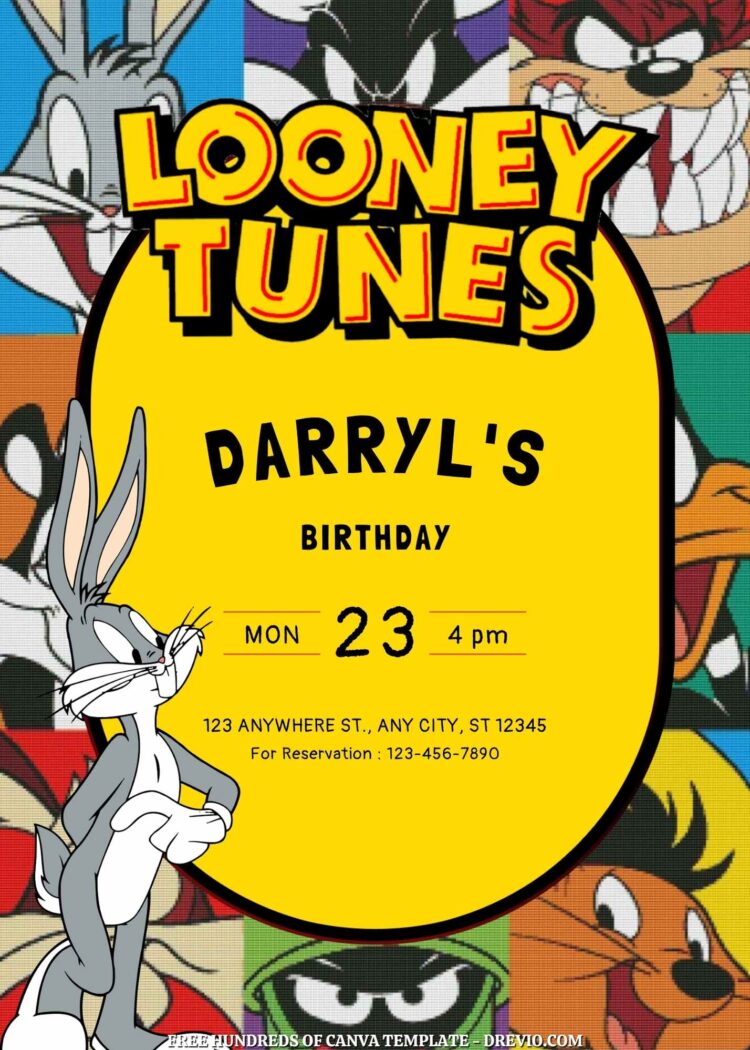 FREE - 18+ Looney Tunes Canva Birthday Invitation Templates - Drevio ...