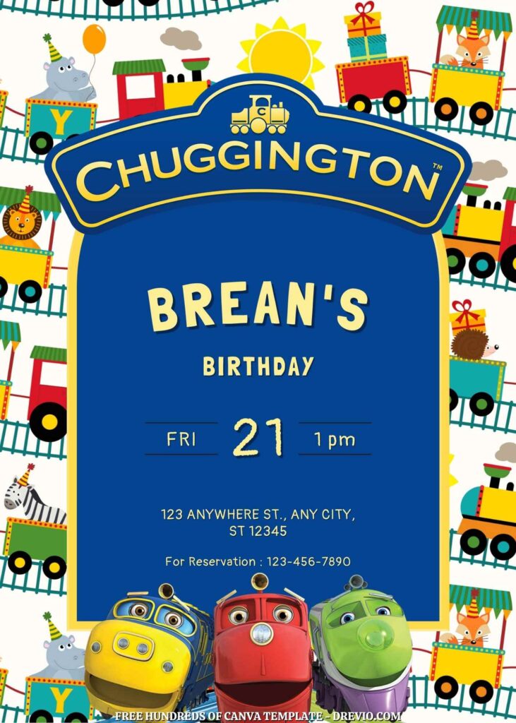 Invitation Template of 20+ Chuggington Canva Birthday Invitation Templates 7