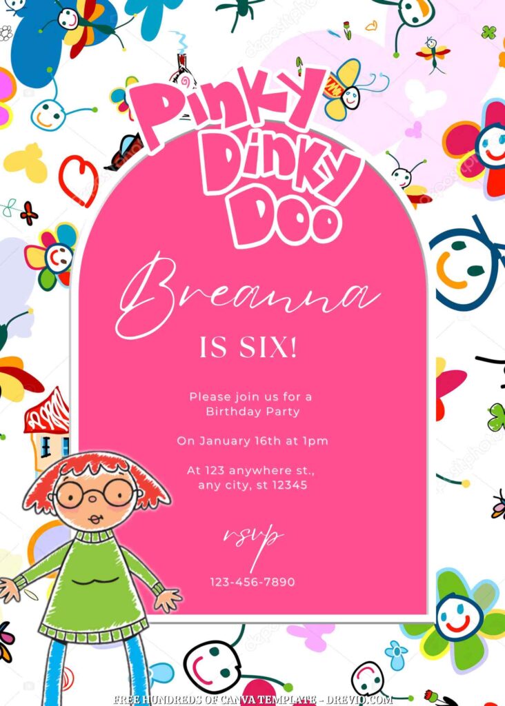 Invitation Template of 20+ Pinky Dinky Doo Canva Birthday Invitation Templates 7