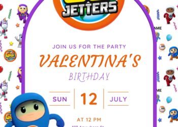Free Go Jetters Birthday Invitations with Group in the Background
