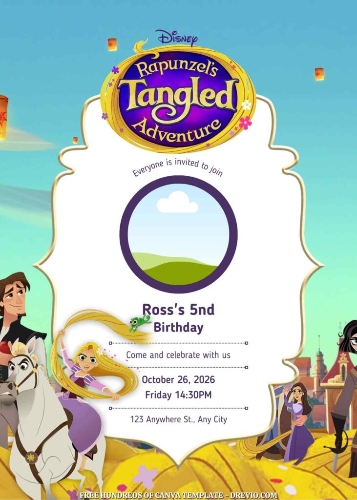 Free Rapunzel's Tangled Adventure Birthday Invitations
