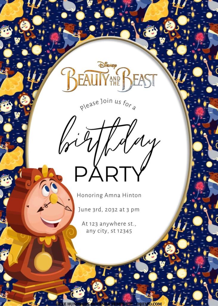 Invitation Template of FREE EDITABLE - 18 Beauty and the Beast Canva Templates 11