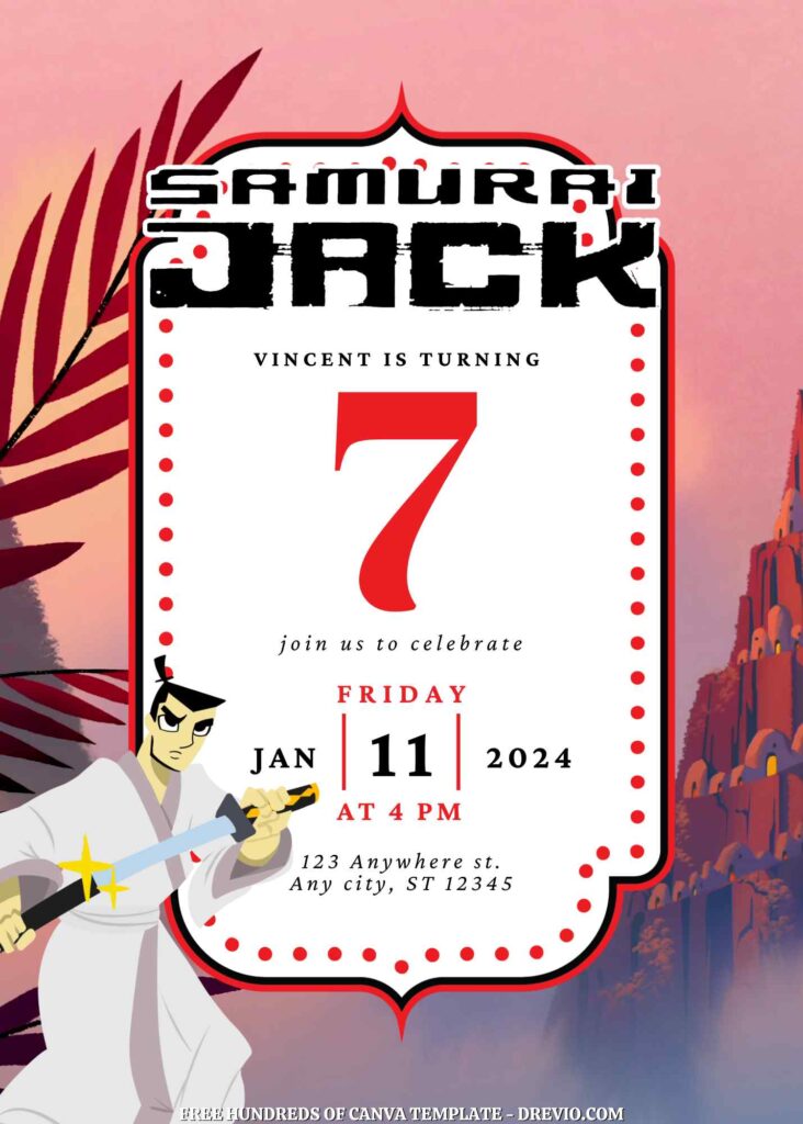 Free Samurai Jack Birthday Invitations