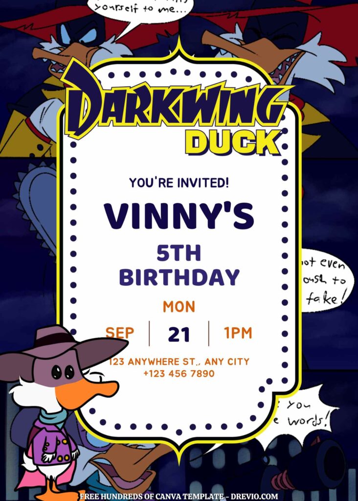 Invitation Template of 20+ Darkwing Duck Canva Birthday Invitation Templates 11