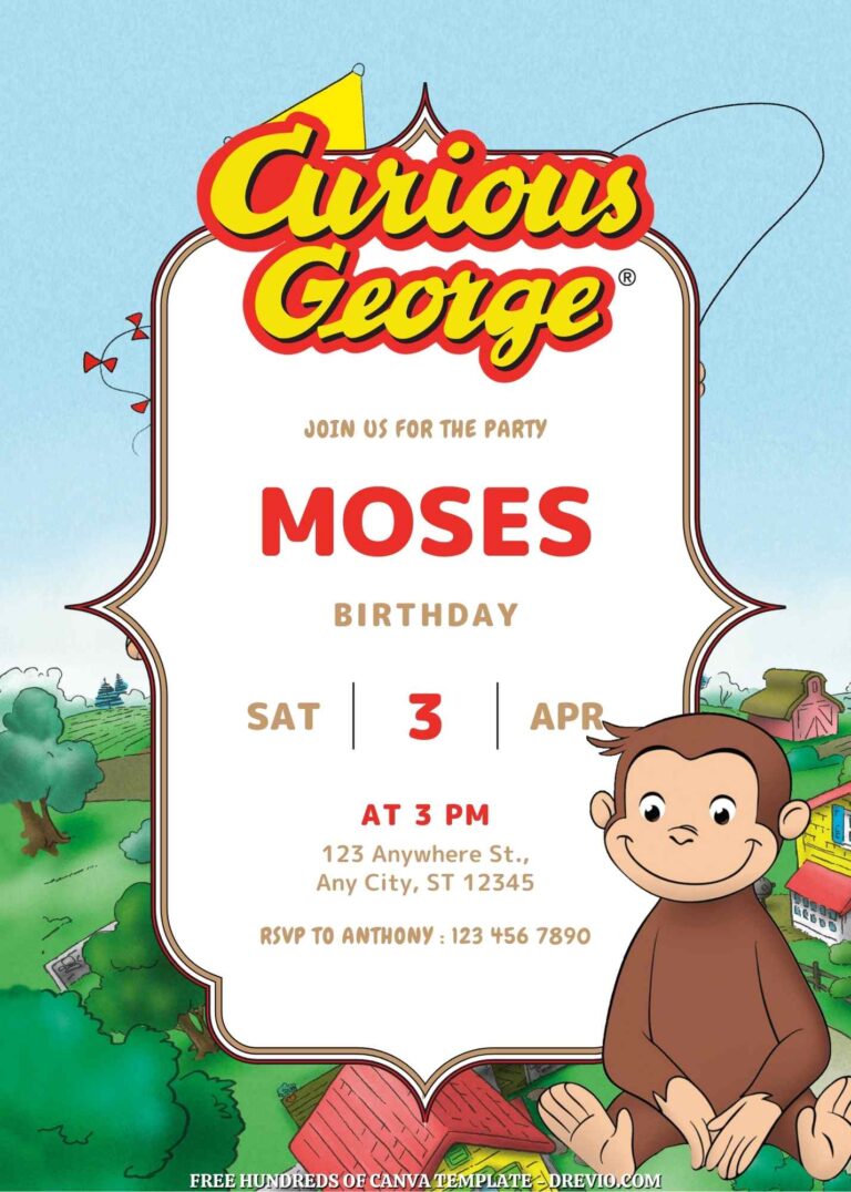 22+ Curious George Canva Birthday Invitation Templates | Download ...