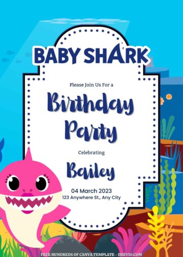 14+ Baby Shark Canva Birthday Invitation Templates | Download Hundreds ...