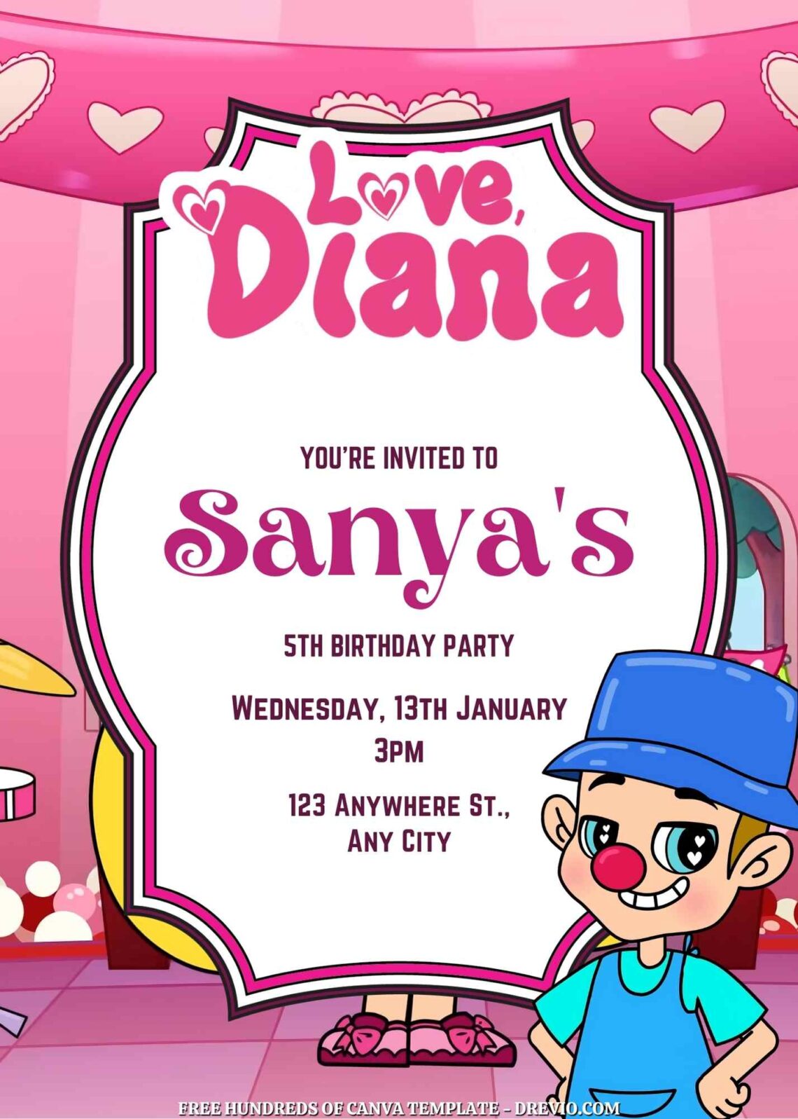Free Kids Diana Show Birthday Invitations