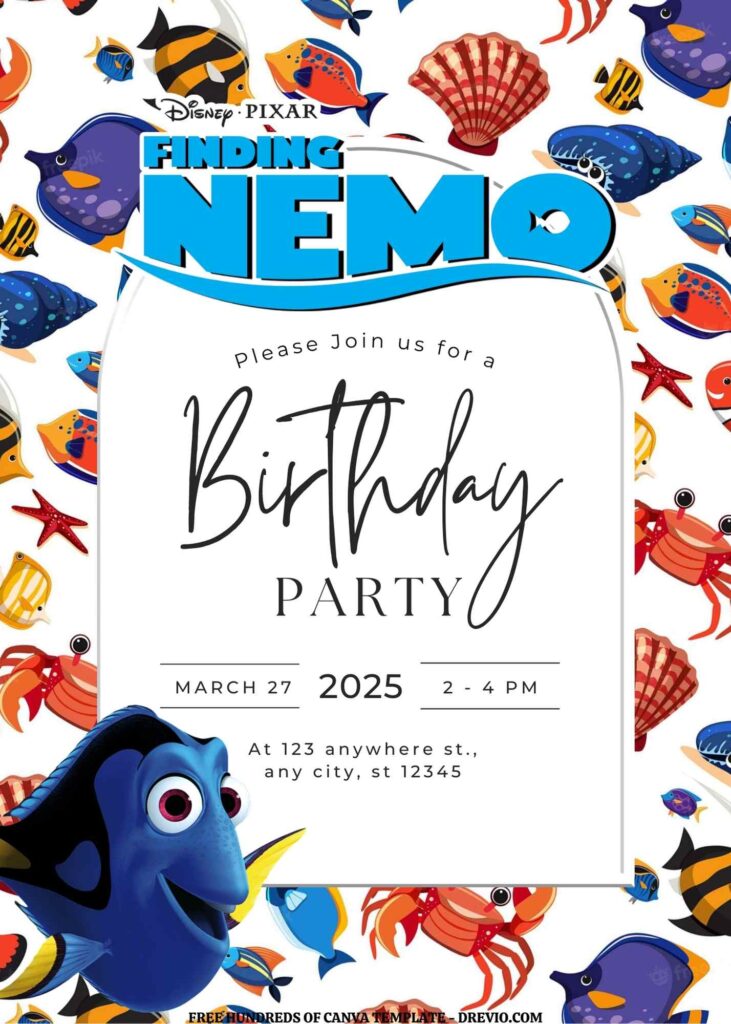 Invitation Template of FREE EDITABLE - 20 Finding Nemo Canva Templates 11