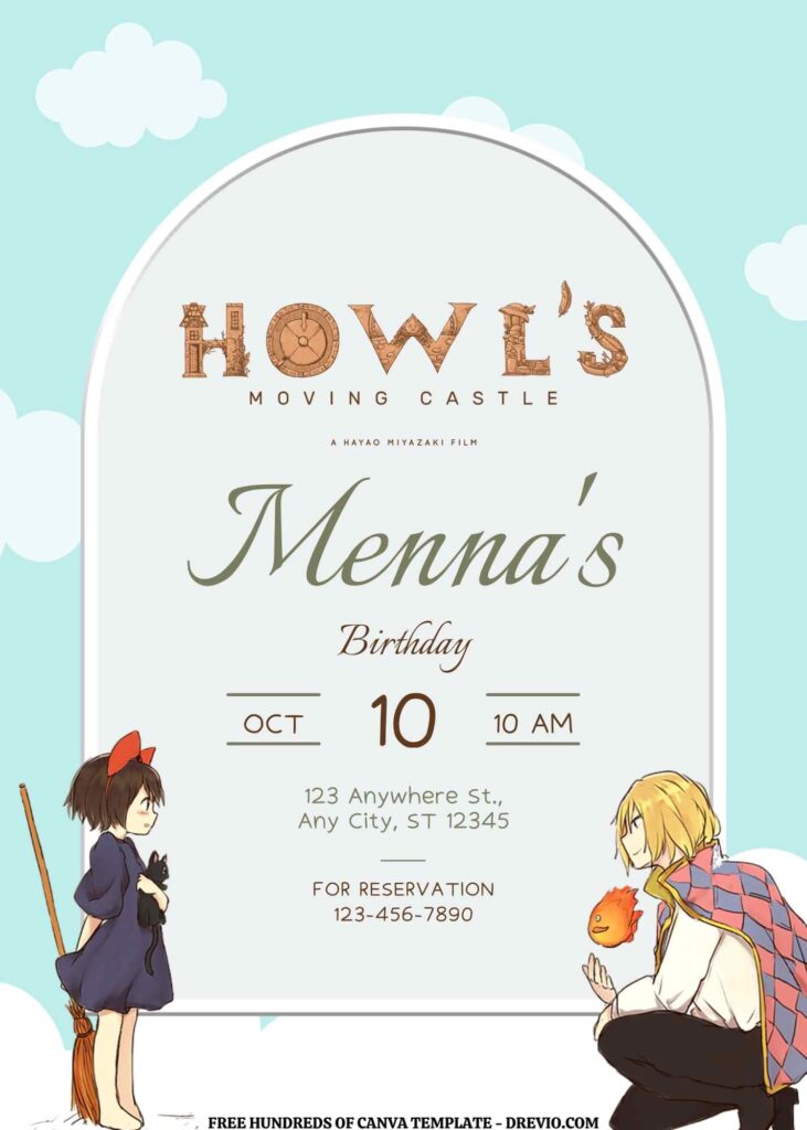 Invitation Template of FREE EDITABLE - 11 Howl's Moving Castle Canva Templates 11