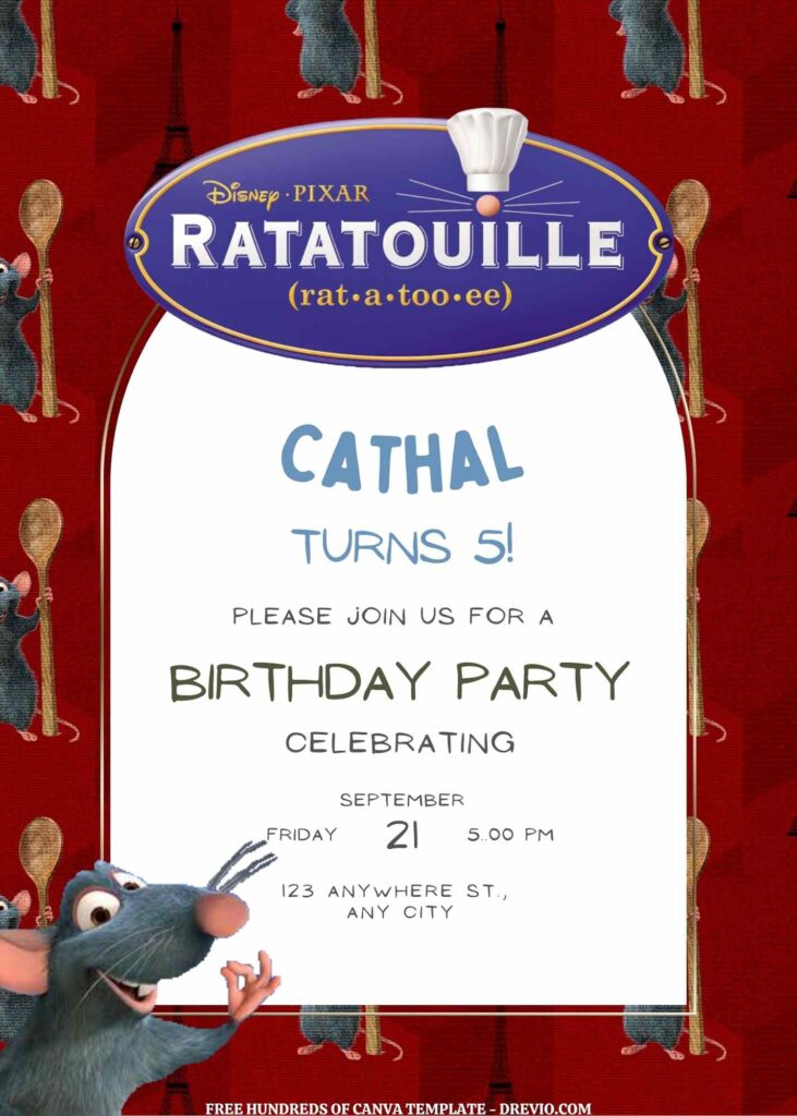 Invitation Template of FREE EDITABLE - 11 Ratatouille Canva Templates 11