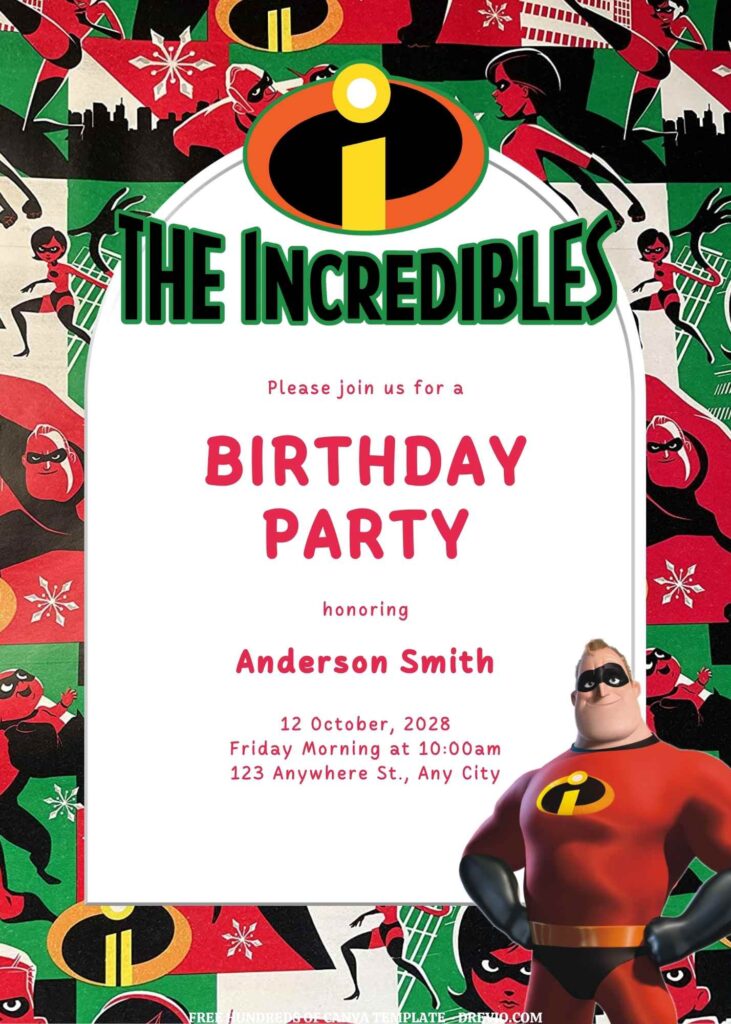 Invitation Template of FREE EDITABLE - 11 The Incredibles Canva Templates 11