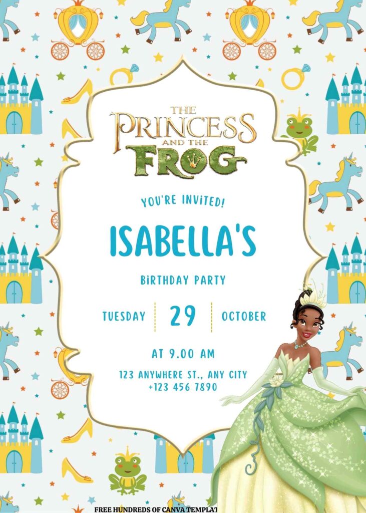 Invitation Template of FREE EDITABLE - 14 The Princess and the Frog Canva Templates 11