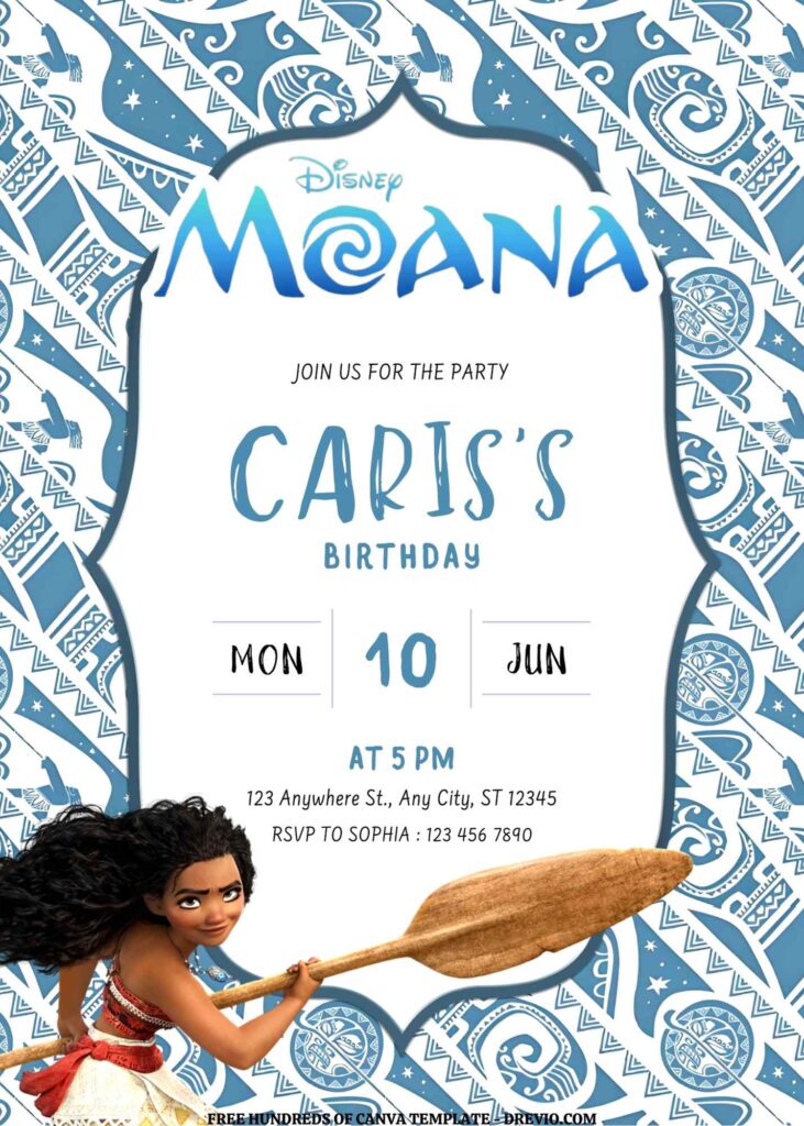 Invitation Template of FREE EDITABLE - 16 Moana Canva Templates 6