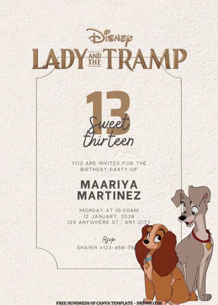 Invitation Template of FREE EDITABLE - 16 Lady and the Tramp Canva Templates 11