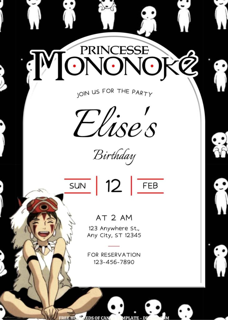 Invitation Template of FREE - 18+ Princess Mononoke Canva Birthday Invitation Templates 8