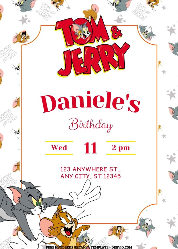 Invitation Template of FREE EDITABLE - 18+ Tom and Jerry Canva Birthday Invitation Templates 8