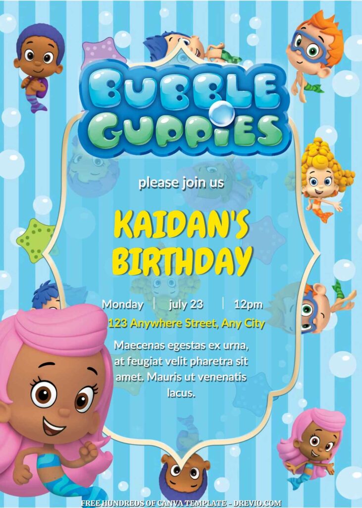 Invitation Template of FREE - 20+ Bubble Guppies Birthday Canva Invitation Templates 11