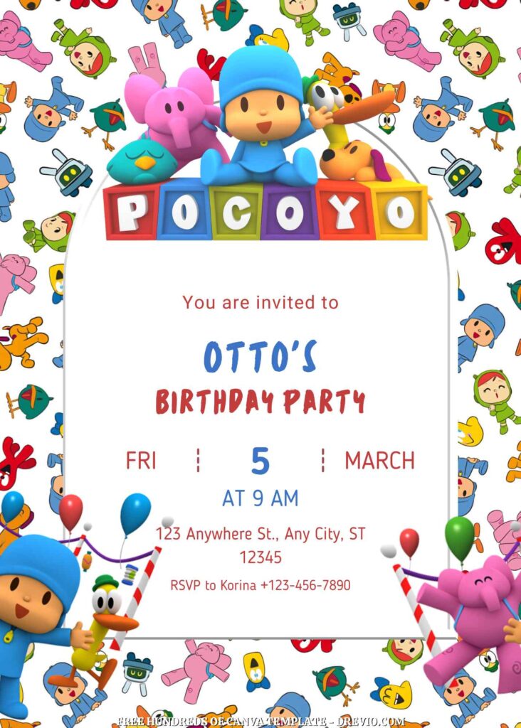 Invitation Template of FREE - 20+ Pocoyo Canva Birthday Invitation Templates 11