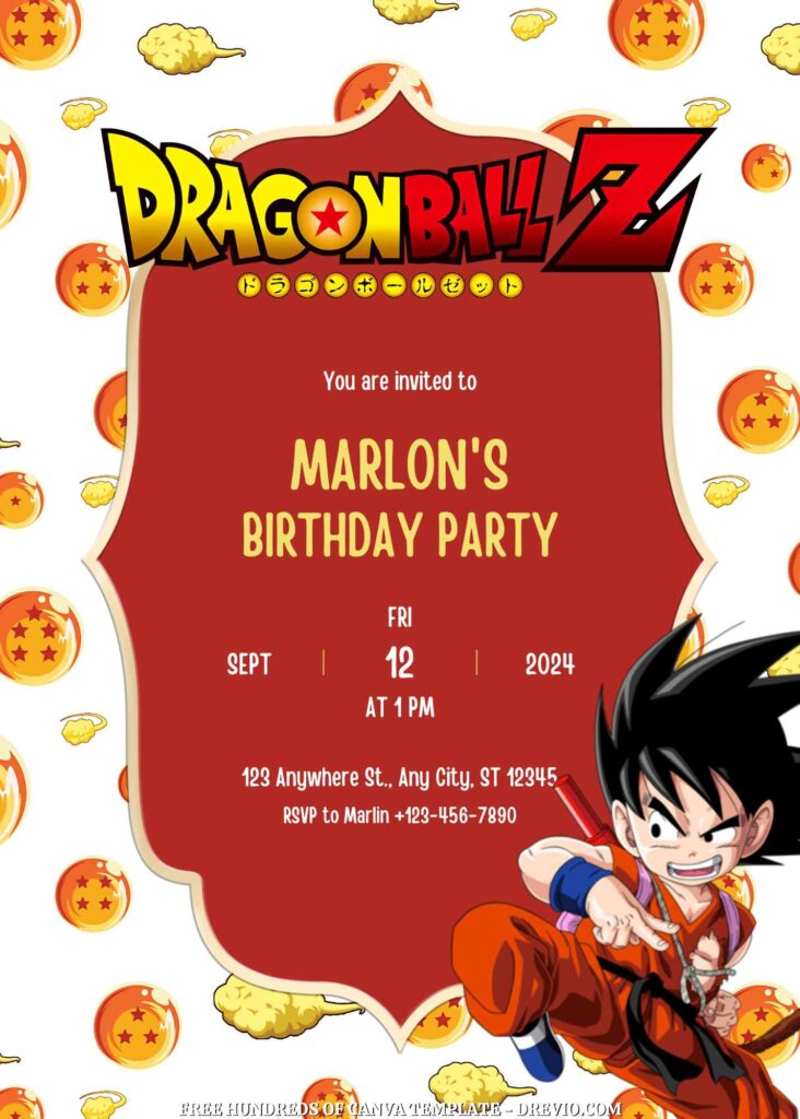 Invitation Template of FREE - 14+ Dragon Ball Canva Birthday Invitation Templates 11