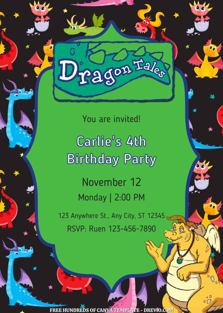 Invitation Template of FREE - 14+ Dragon Tales Canva Birthday Invitation Templates 11