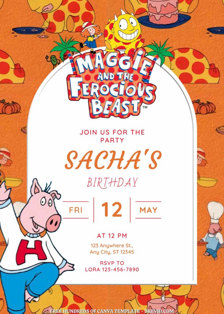 Invitation Template of FREE - 14+ Maggie and the Ferocious Beast Canva Birthday Invitation Templates 11