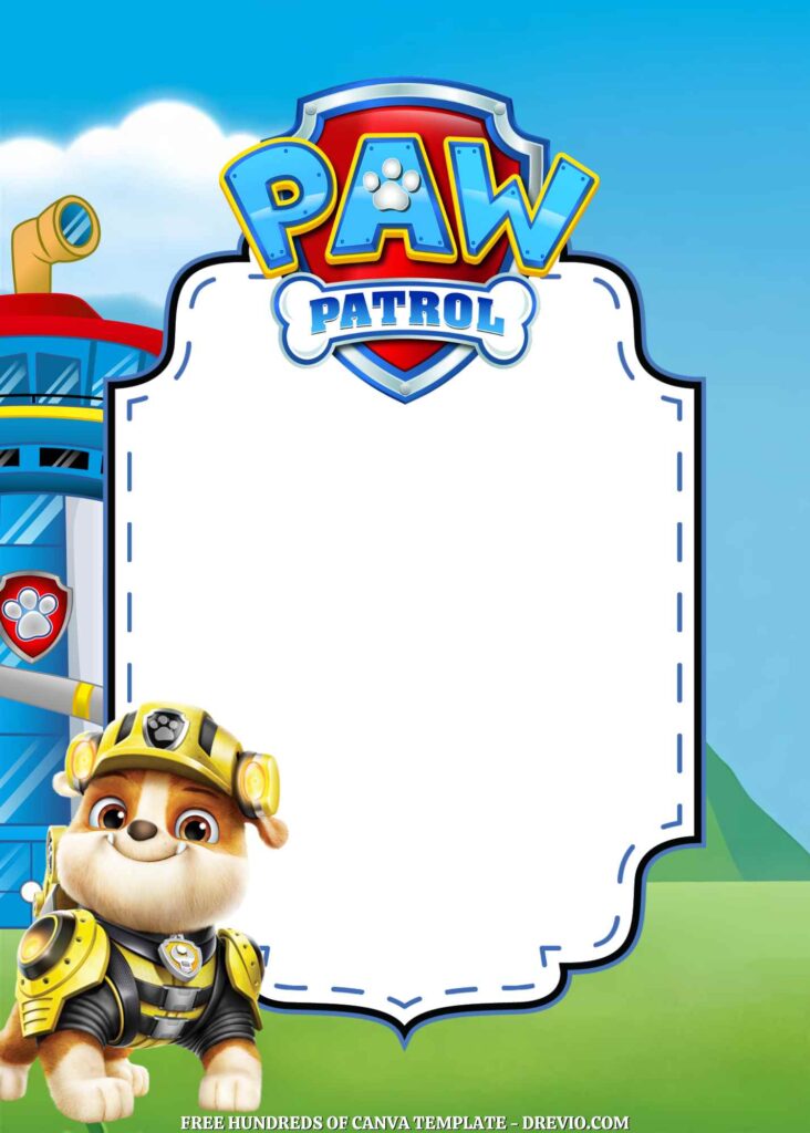 Invitation Template of 14+ PAW Patrol Canva Birthday Invitation Templates 6