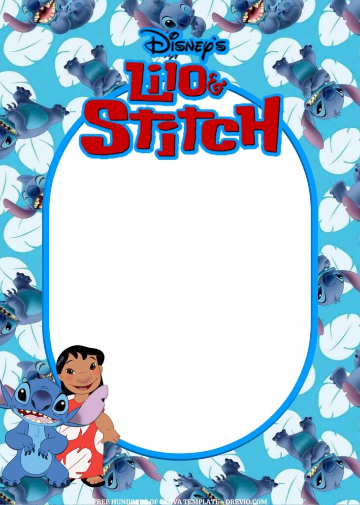 Invitation Template of FREE EDITABLE -  20 Lilo & Stitch Canva Templates 12