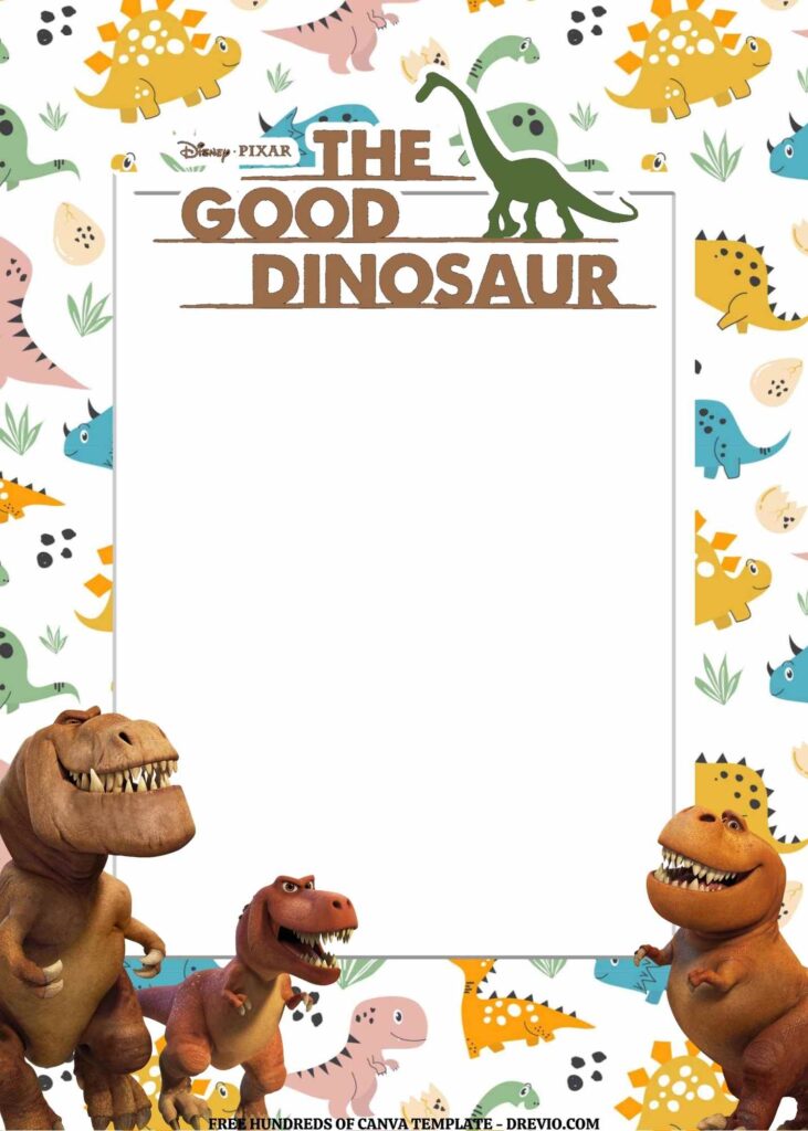 Invitation Template of FREE EDITABLE -  20 The Good Dinosaur Canva Templates 12