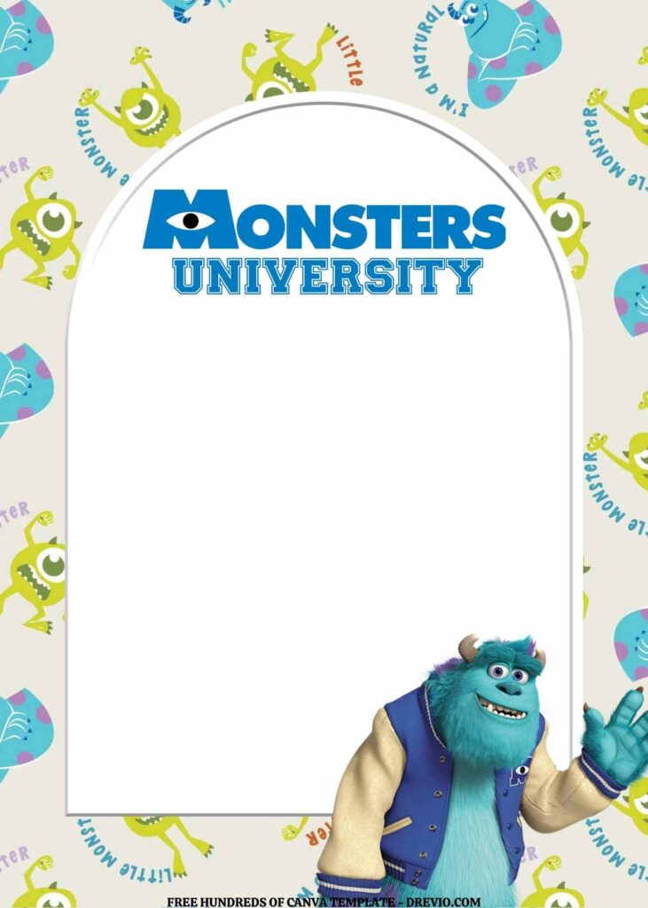 Invitation Template of FREE EDITABLE - 14 Monsters University Canva Templates 12