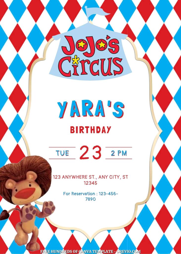 Invitation Template of FREE - 18+ JoJo's Circus Canva Birthday Invitation Templates 13