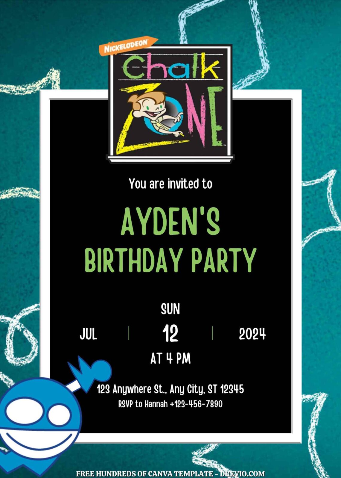 Free ChalkZone Birthday Invitation Templates with Board in the Background