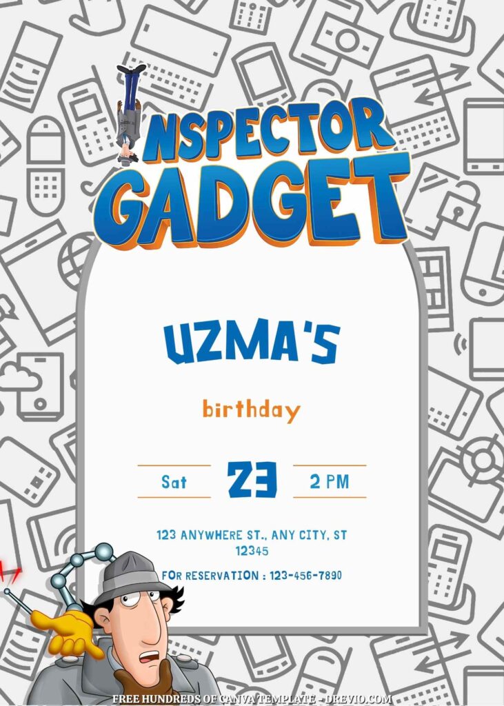 Invitation Template of 14+ Inspector Gadget Canva Birthday Invitation Templates 1