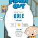 Free Family Guy Birthday Invitations with Blue Background