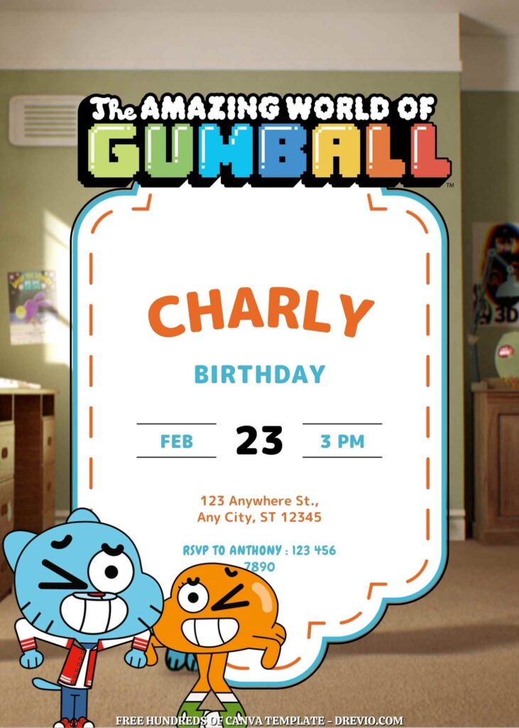 Free Amazing World of Gumball Birthday Invitations