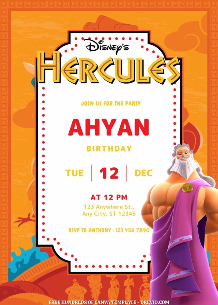 Free Hercules Birthday Invitations