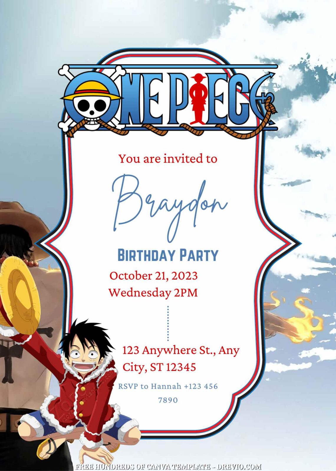 16+ One Piece Canva Birthday Invitation Templates Download Hundreds