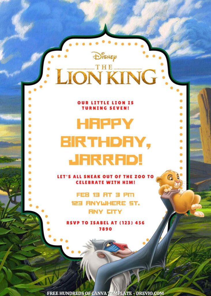 Free Lion King Birthday Invitations