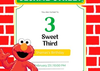 Free Sesame Street Birthday Invitations with Brick in the Background