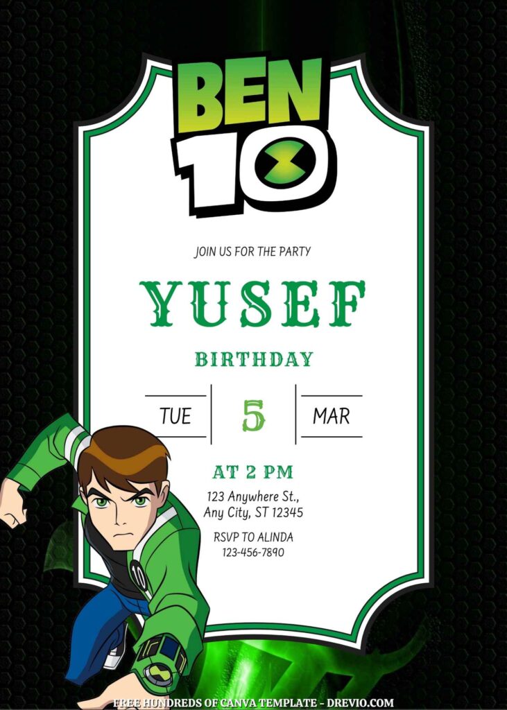 Invitation Template of 22+ Ben 10 Canva Birthday Invitation Templates 8