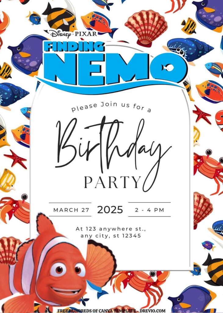 Invitation Template of FREE EDITABLE - 20 Finding Nemo Canva Templates 13