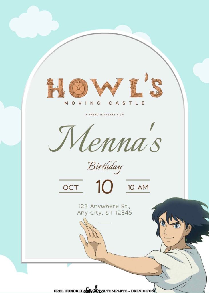 Invitation Template of FREE EDITABLE - 11 Howl's Moving Castle Canva Templates 13