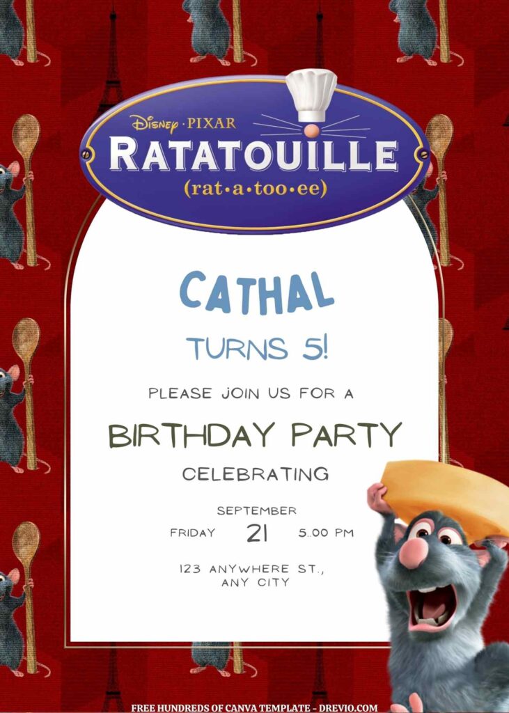 Invitation Template of FREE EDITABLE - 11 Ratatouille Canva Templates 13