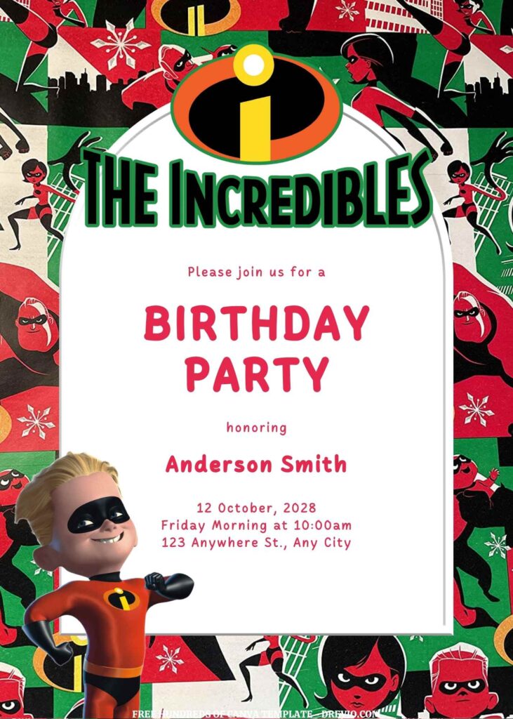 Invitation Template of FREE EDITABLE - 11 The Incredibles Canva Templates 13