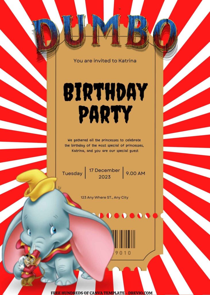 Invitation Template of FREE EDITABLE - 16 Dumbo Canva Templates 13