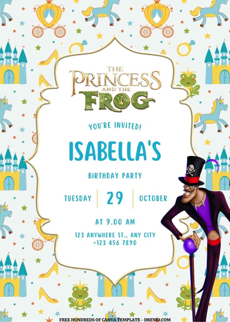 Invitation Template of FREE EDITABLE - 14 The Princess and the Frog Canva Templates 13