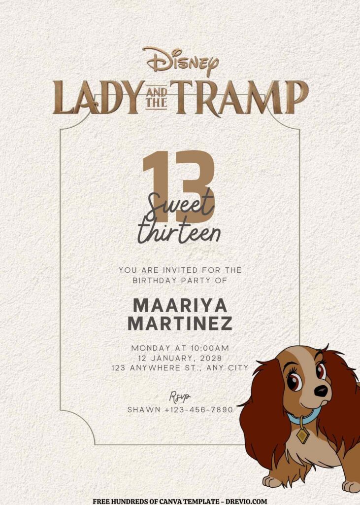 Invitation Template of FREE EDITABLE - 16 Lady and the Tramp Canva Templates 13