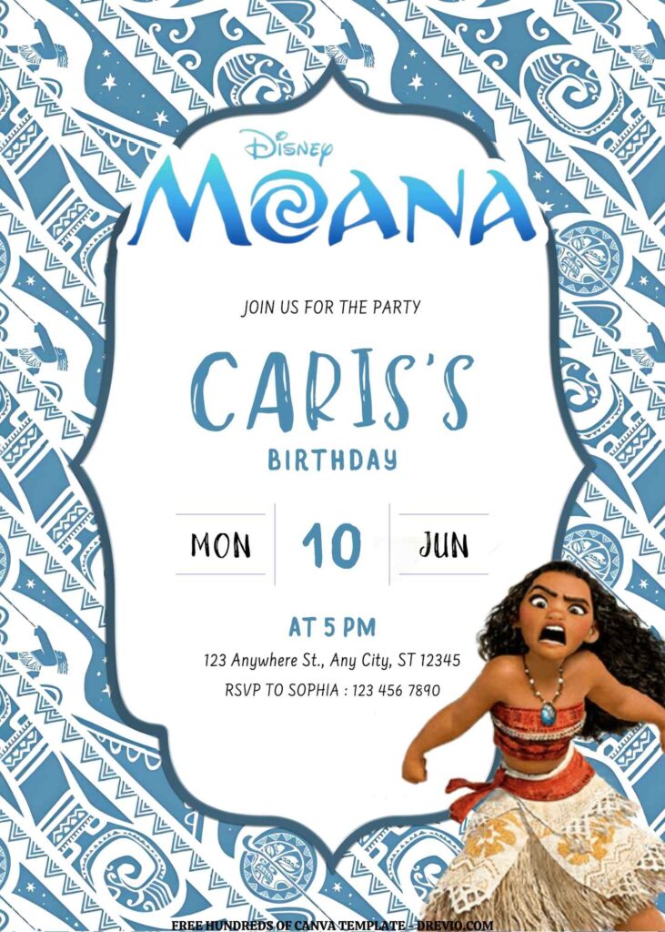 Invitation Template of FREE EDITABLE - 16 Moana Canva Templates 4